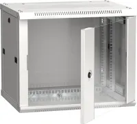 Шкаф настенный 19' LINEA W 9U 600x450мм стеклянная дверь RAL7035