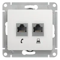 GLOSSA Розетка телефон/компьютер RJ11+RJ45 категория 5е в рамку белая