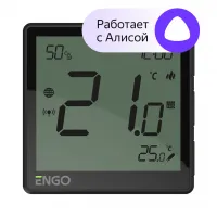 Терморегулятор универсальный черный, с модулем Zigbee, с питанием 230, со встроенным датчиком влажности, с возможностью подключения датчика пола